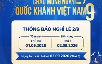 Thông báo lịch nghỉ lễ Quốc khánh 02/09/2026